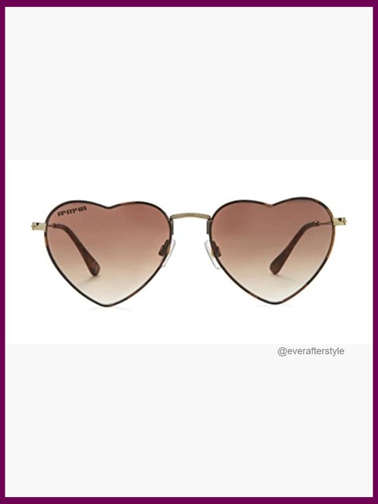 Metal Heart Sunglasses with Gradient Brown Lenses Non-Polarized UV Protection main image 4